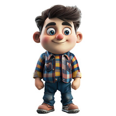 3D rendered cartoon young man avatar with smiley face