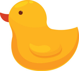 Cute yellow rubber duck floating on water surface, a classic bath toy for children and toddlers