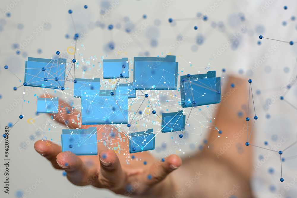 Poster data Internet infrastructure concept. Abstract technology background. 3D rendering.