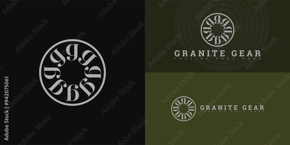 Poster modern circle initial letter g or gg in silver color isolated on multiple background colors. the log