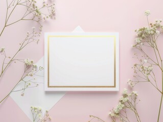 Pink Background With White Flowers.