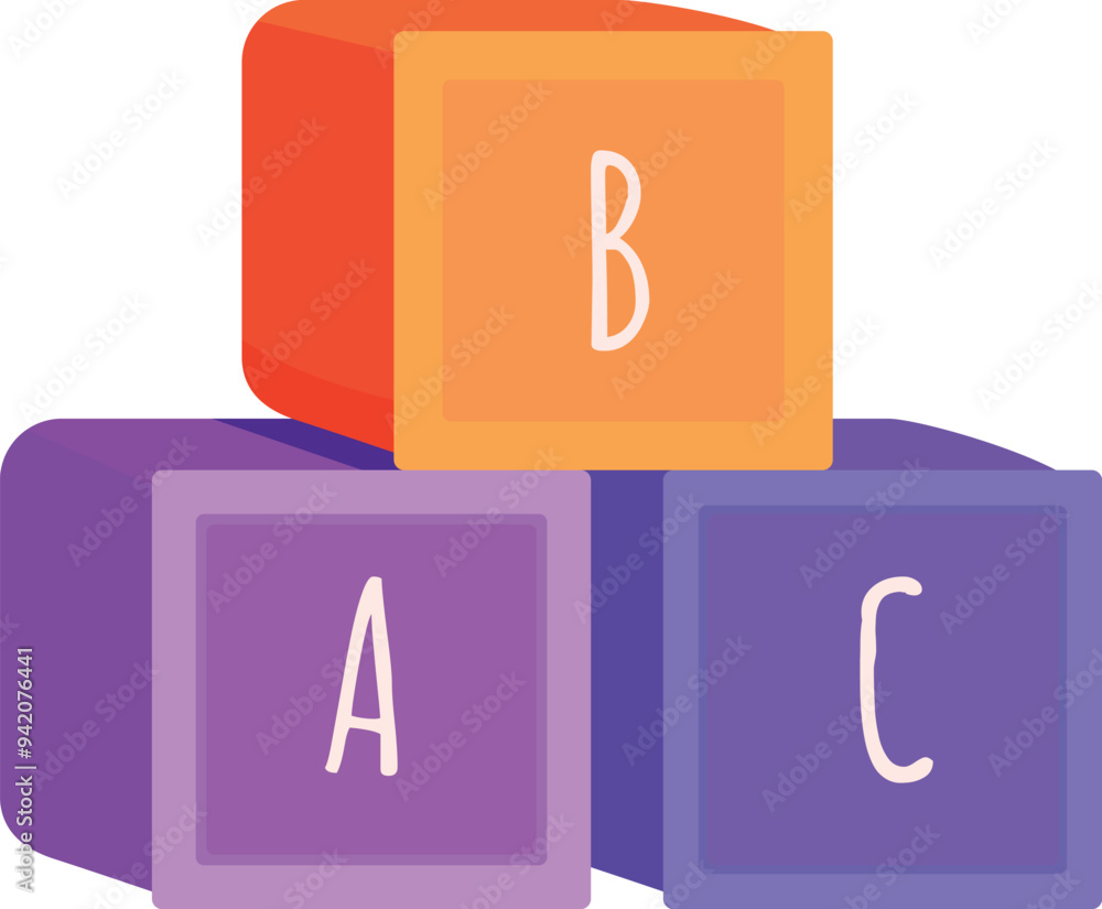 Poster Three colorful abc blocks forming a pyramid, symbolizing the building blocks of knowledge