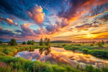 summer landscape with very beautiful clouds