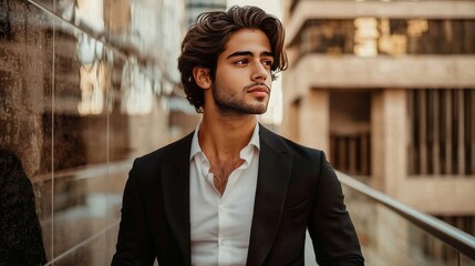 Teen Latino Man with Brown Straight Hair creative poster.