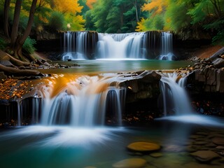 Obraz premium Waterfall - Perfect for Nature Art, Serene Landscapes, and Zen Decor