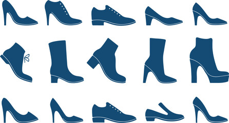 Obraz premium Set of shoes silhouette isolated on white background