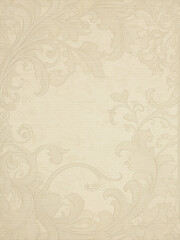 Beige watercolor paper with abstract flowers motif. Vintage design. 