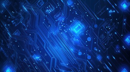 Obraz premium Abstract blue circuit board background vector presentation design with technology and computer elements