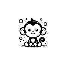 Fototapeta premium Creative and Whimsical Chimpanzee Line Drawing Doodle Art with Fine Detail and Minimalistic Style, Great for Home Decor, Graphic Design, and Art Prints