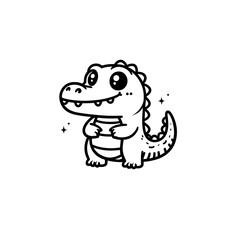 Fototapeta premium Monochrome Crocodile Doodle Art with Abstract Line Drawing Style, Perfect for Wildlife-Themed Decor, Coloring Pages, and Decorative Art Pieces