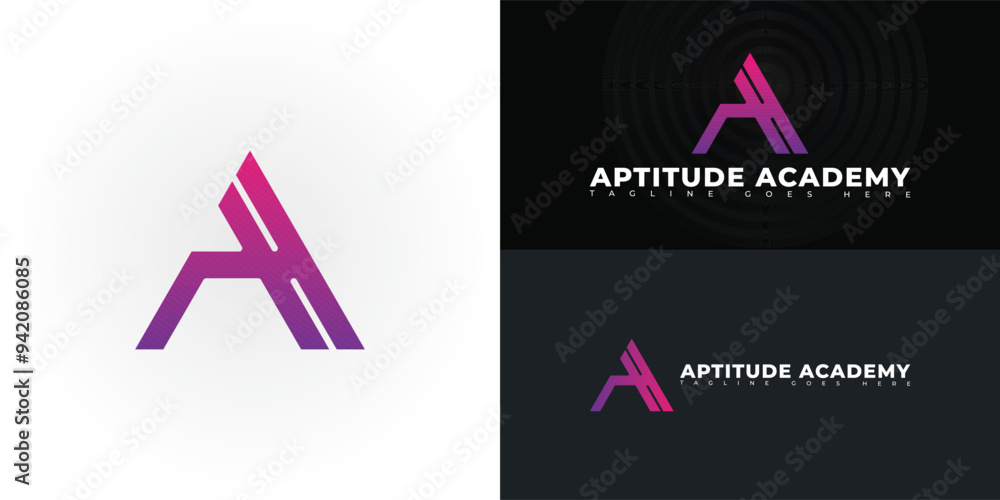 Poster modern triangle initial letter a or aa in purple-pink color isolated on multiple background colors. 
