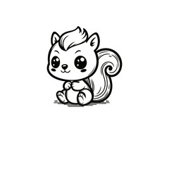 Fototapeta premium Creative and Whimsical Squirrel Line Drawing Doodle Art with Fine Detail and Minimalistic Style, Great for Home Decor, Graphic Design, and Art Prints