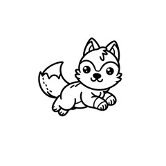 Obraz premium Creative and Whimsical Wolf Line Drawing Doodle Art with Fine Detail and Minimalistic Style, Great for Home Decor, Graphic Design, and Art Prints