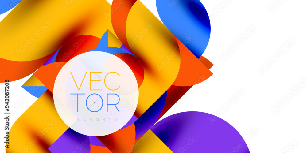 Poster tech minimal circular shapes geometric art. vector modern circles