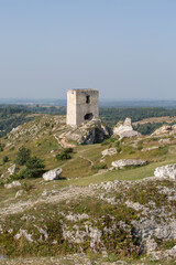 Olsztyn, Silesia, Poland - September 16, 2020: Ruins of medieval gothic Olsztyn Castle located on the Polish Jurassic Highland