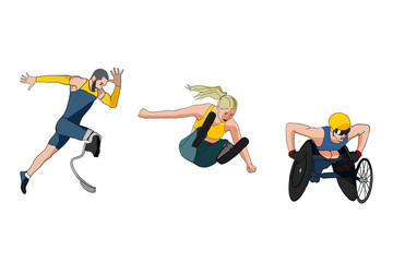 Paralympics athletes isolated illustration