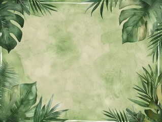 Tropical Green Watercolor Frame.
