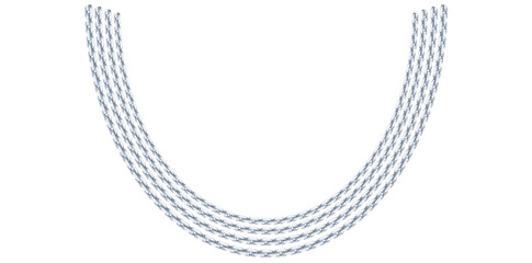 Multilayer Trendy Silver Chains On White Background, Unique Fine Jewelry Neck Design Vector Illustration.	