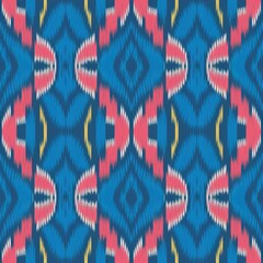 Obraz premium Seamless Abstract Pattern Blue Red Yellow White Ikat Geometric Texture