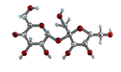 sucrose 3d molecule on transparent png background
