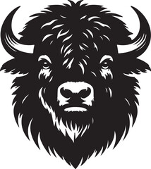Obraz premium Bison head silhouette vector style with White Background