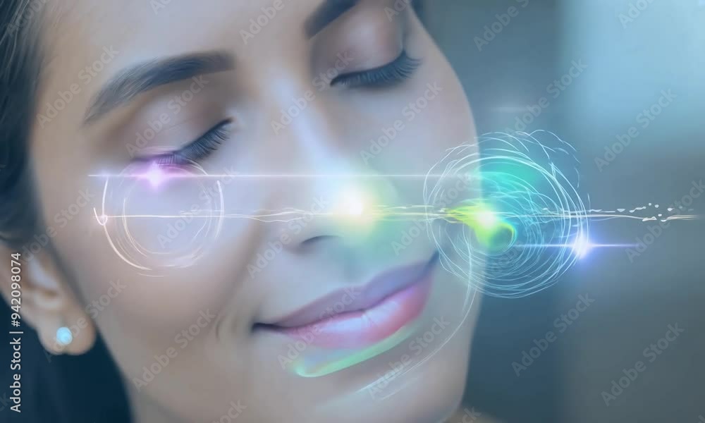 Poster discovering beauty within: an ethereal journey through light and expression in a serene atmosphere a