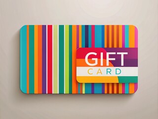 Vibrant, modern, and abstractly designed gift card illustration featuring bold stripes, shapes, and textures in bright colors on a neutral background.