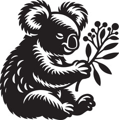  koala silhouette vector style with White Background