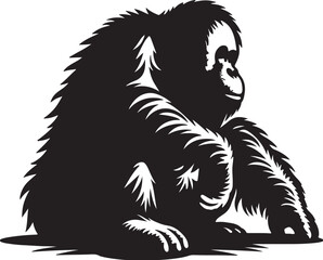 Orangutan silhouette vector style with White Background