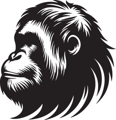 Orangutan silhouette vector style with White Background