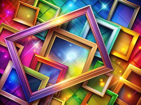 Vibrant abstract background with overlapping rectangular frames in various shapes and sizes, ideal for creating stunning photo collages and showcasing multiple memories in a single design.