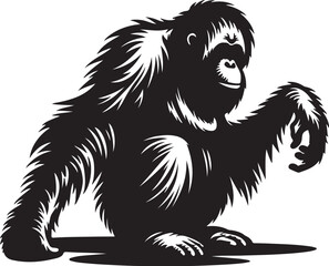 Orangutan silhouette vector style with White Background © objecttheart