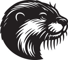 otter silhouette vector style with White Background
