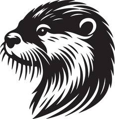 otter silhouette vector style with White Background