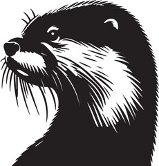 Fototapeta premium otter silhouette vector style with White Background