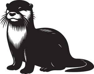 otter silhouette vector style with White Background