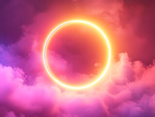 Neon Dreams: A Glowing Portal in the Clouds