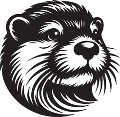 otter silhouette vector style with White Background