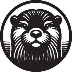otter silhouette vector style with White Background