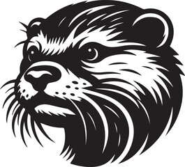 otter silhouette vector style with White Background
