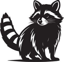 Raccoon silhouette vector style with White Background
