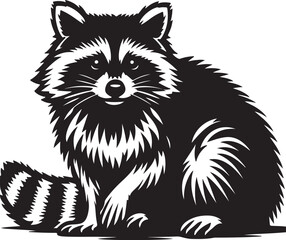 Raccoon silhouette vector style with White Background