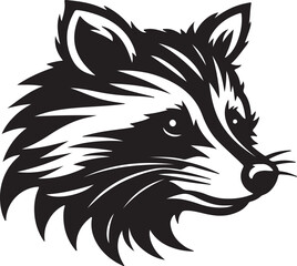 Raccoon silhouette vector style with White Background