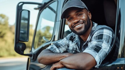 Vibrant African American Man Leaning on Truck