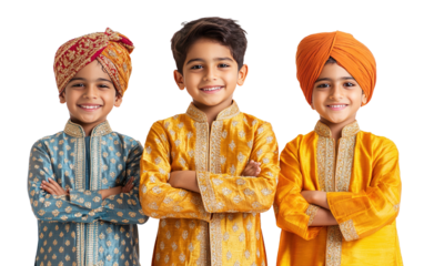 Boys in panjabi isolated on white or transparent background