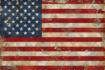 Vintage American Flag with Distressed Texture