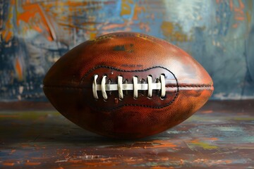 Vintage Leather Football on Colorful Background