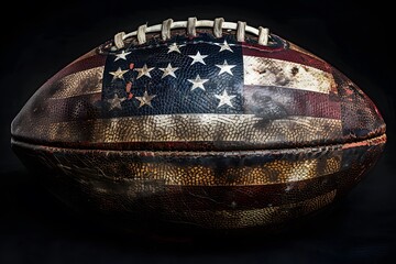Vintage American Football with Distressed Flag Design