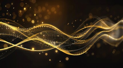 Golden Abstract Waves with Sparkle Effect