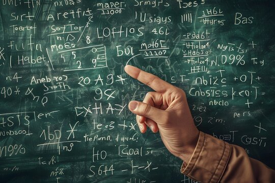 Engaging Hand Pointing at Complex Mathematical Equations on a Chalkboard